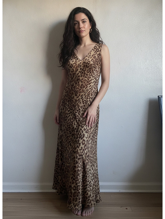 Dresses & Skirts - Vintage 100% silk cheetah Jones New York leopard glam sleeveless maxi dress 6